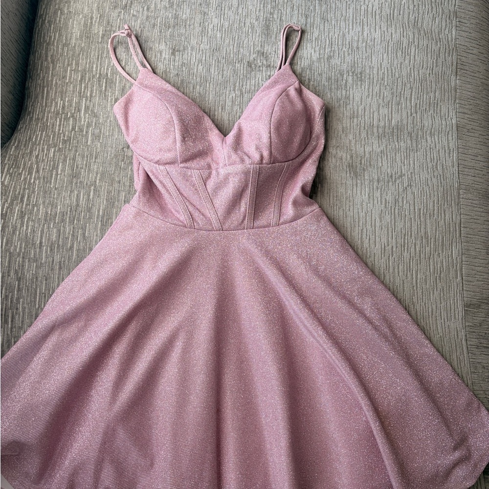 Windsor Shimmering Mauve Mini Dress